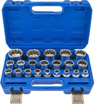 Produktbild von Steckschlüsselsatz 21-tlg. Vielzahn 1/2 Zoll - Spline-Nüsse CRV 8-36 mm für präzise Schraubverbindungen