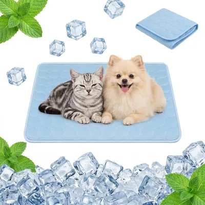 Produktbild von Kühlmatte selbstkühlend - Kühlmatte für Hunde - Kühlmatte für Katzen - Waschbare Kühlunterlage - Faltbar - Ungiftig - Kühlkissen