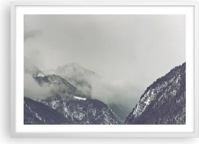 Produktbild von Gerahmtes Poster - Weißer Rahmen - Berge Wald Nebel - 70x50 cm - Wand Bild - Wanddeko - Wandbilder - Kunstposter - Wandposter - Bilderrahmen - Bilder - Kunstdruck - Wandbild - P2WAA70x50-4270
