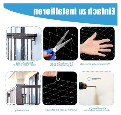 Produktbild von Katzennetz für Balkon und Fenster - 10 x 3 m reißfestes und wetterfestes Katzenschutznetz - Inklusive Montagematerial für einfache Installation