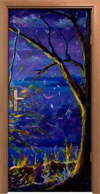 Produktbild von Türposter 90x200 cm Türaufkleber Türtapete Türfolie Klebefolie Kunst Paar auf einer Schaukel im Wald