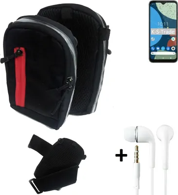 Produktbild von K-S-Trade Outdoor Gürteltasche Holster Umhängetasche + Kopfhörer kompatibel mit Fairphone 4 schwarz Handy Tasche Case travelbag Schutzhülle
