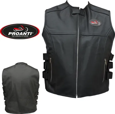 Produktbild von PROANTI Motorradweste Leder Weste Club Kutte Chopper Rocker Motorrad Biker Lederweste