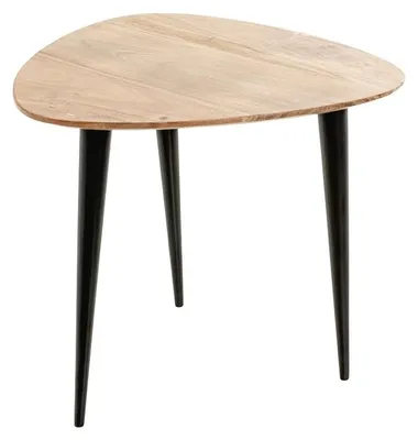 Beistelltisch Acacia massiv, schwarz, Metall, 46x41x46 cm
