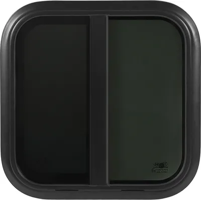 Image de fenêtres arrondies 600 x 600 mm pour camping-cars, alliage d'aluminium noir, fenêtres coulissantes, résistantes aux UV, moustiquaire amovible pour caravane, camping-car, remorque, épaisseur de paroi 48-53 mm