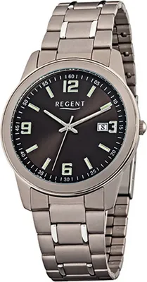 Produktbild von Regent Titan Herren Uhr F-841 Quarzuhr Armband silber grau D2URF841