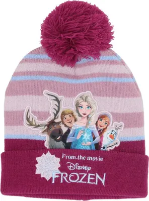 Produktbild von Frozen Funkelnde Mütze mit Bommel – für kleine Eisprinzessinnen - One Size Weinrot