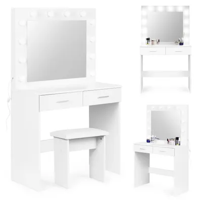 Obrázek produktu pro ModernHome CHDT03 Toaletní stolek se zrcadlem, 80 x 40 x 140 cm, 12 LED, bílý