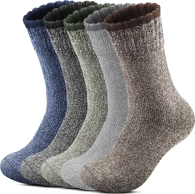 Produktbild von Thermosocken Herren, Dicke Wintersocken 3 Paar, Gr. 39-46, Wollsocken Männer, atmungsaktiv Merino Winter Outdoor Wandersocken Skisocken, A0702