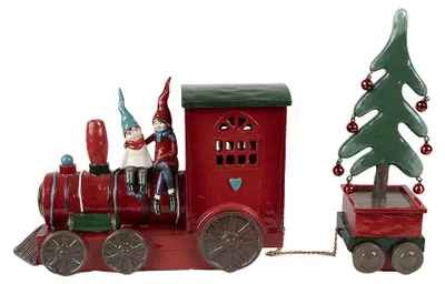 Image de Clayre & Eef Décoration de Noël avec éclairage LED Train 30x7x21 cm Rouge Plastique