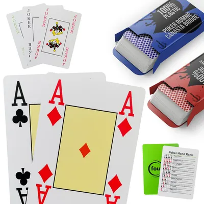 Obrázok produktu pre Sada hracích kariet, pokerové karty, 2 balíčky, plastové, umývateľné