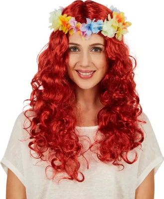 Produktbild von Frauenperücke, Locken Hawaii - rot