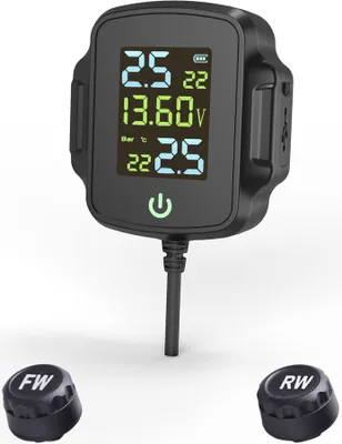 Obrázek produktu pro Detektor tlaku v pneumatikách, monitorovací systém pro motocykly se 2 vodotěsnými externími senzory, podporuje výstup USB