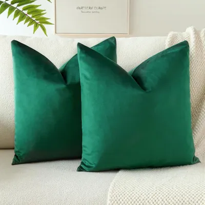 Produktbild von Samt Kissenbezug 2er Set 45x45 cm Malachitgrün