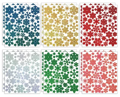 12 Glitzer-Schneeflocken-Sticker, Weihnachtsdeko, 22,9x19,3 cm