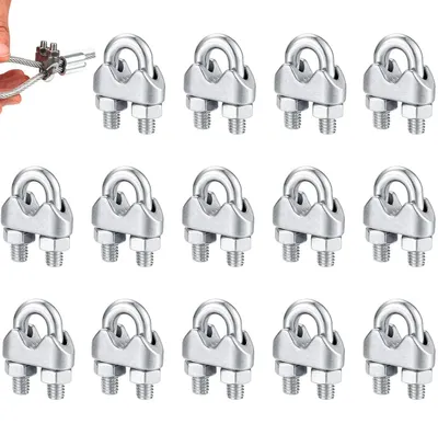 Productafbeelding van Kabelklemmen M4 - U-vorm clips - Staalkabels Bevestigen - Antislip groefontwerp - 14 stuks - Zilverkleurig