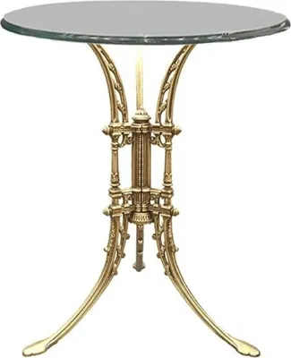 Produktbild von Casa Padrino Luxus Jugendstil Beistelltisch Gold Ø 70 x H. 74 cm - Handgeschmiedeter Schmiedeeisen Tisch mit Glasplatte - Wohnzimmer Garten Terrassen Möbel