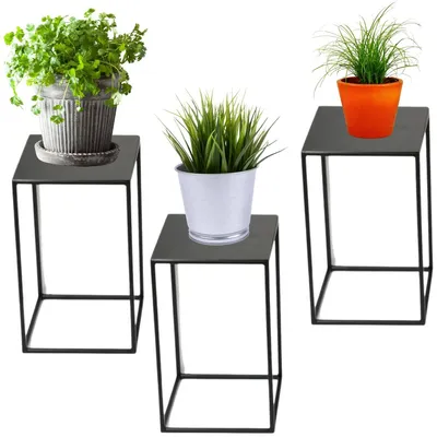 Produktbild von Anwicar Blumenständer Metall Schwarz Blumenregal Indoor, 40x24x24 cm