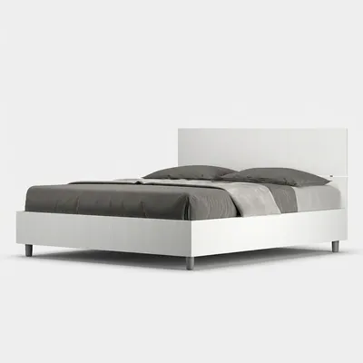 Produktbild von Doppelbett mit Bettkasten 160x190cm, Design Kopfteil, weiß Demas