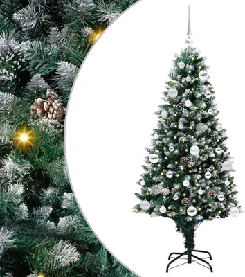 Image de vidaXL Sapin de Noël artificiel avec 150 LEDs avec support Vert 150 cm