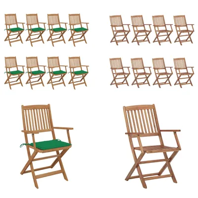 Immagine prodotto di vidaXL Sedie da giardino pieghevoli 8 pezzi con cuscino in legno massiccio di acacia - sedia da giardino - sedie da giardino - poltrona da giardino - sedia pieghevole