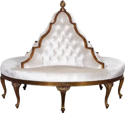 Produktbild von Casa Padrino Luxus Barock Rundsofa Weiß / Antik Gold - Handgefertigtes rundes Samt Sofa - Barock Hotel & Restaurant Möbel