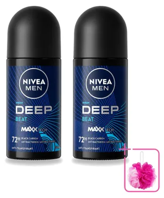 Image de 2 déodorants roll-on NIVEA MEN Deep Beat - 50 ml - Lot de 2