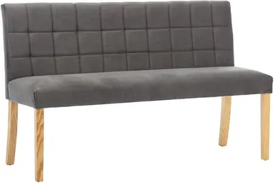 Imagen del producto de Banco de 140 cm de largo, color gris, tapizado en terciopelo, con respaldo, ideal para pasillos