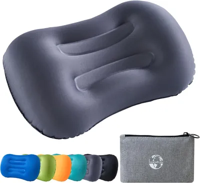 Produktbild von Aufblasbares Campingkissen – Ultraleichtes Reisekissen für Outdoor und Strand (Grau)