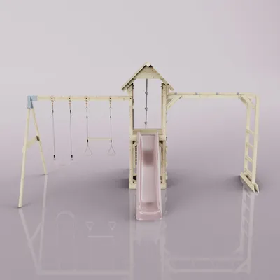 Produktbild von OutdoorToys Spielturm Örebro aus Holz in Rosa Trapezstange
