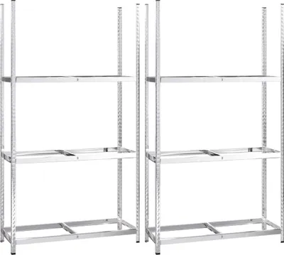 Obrázek produktu pro vidaXL Stojan na pneumatiky se 3 policemi 2 ks Stříbrný 110x40x200 cm Ocelový