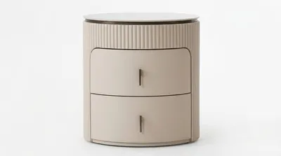 Immagine prodotto di Tavolino da notte con due cassetti, in legno, per la camera da letto, con finitura effetto marmo