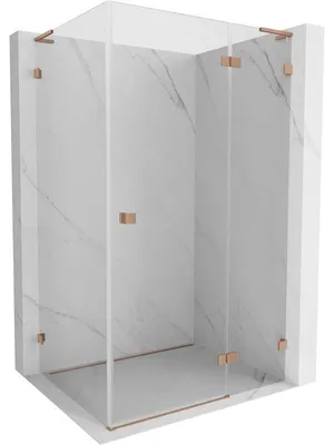 Obrázek produktu pro Mexen Lunar L sprchový kout s pravými otočnými dveřmi 70 x 90 cm, transparentní, kartáčovaná měď