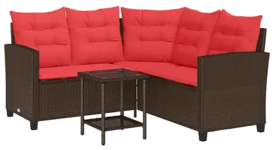 Image de vidaXL - Ensemble de salon de jardin, 2 pièces, 5 places, couleur marron et rouge
