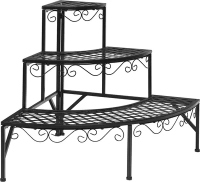 Immagine prodotto di COSTWAY Scaffale per piante in metallo a 3 ripiani, scaffale multifunzionale per piante Scaffale espositivo per interni ed esterni, scaffale per piante Scaffale per fiori per terrazza giardino balcone