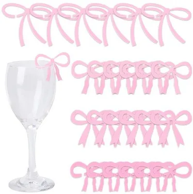 Produktbild von 24 Stück Acryl Cocktail-Drinkschalen in Rosa Plastik, Coquette-Flügeldesign, Weingläser-Accessoires für Frauen, Erwachsene, Hochzeit, Geburtstag