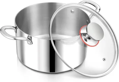 Obrázok produktu pre Kastról z nehrdzavejúcej ocele so sklenenou pokrievkou, Ø 22 cm, 5 l, vhodný na indukciu
