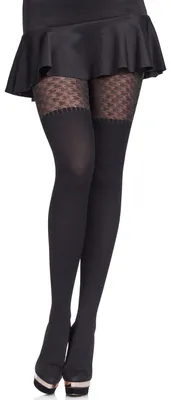 Produktbild von Merry Style Damen gemusterte Strumpfhose MS 371 60 DEN (Schwarz, S (32-36)) .