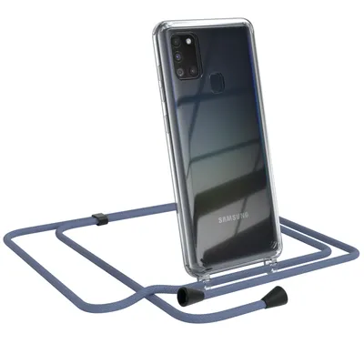 Produktbild von EAZY CASE Handykette kompatibel mit Samsung Galaxy A21s, Handyhülle mit Umhängeband, Handykordel, Schutzhülle Clear, Band in Grün