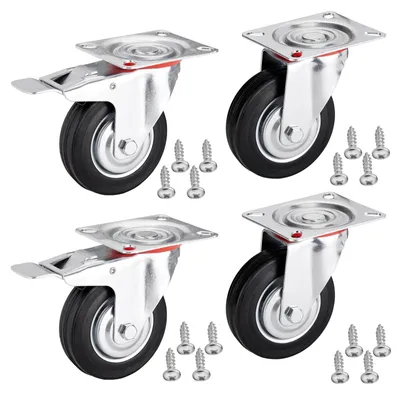 Produktbild von SOTECH Transportrolle Ø 100 mm – 2x ohne Bremse und 2x mit Bremse (4er Set)