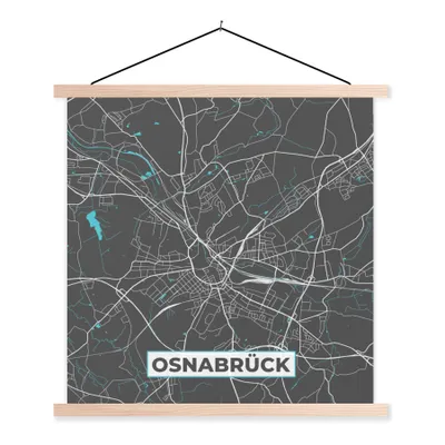 Produktbild von MuchoWow® Textilposter Stadtplan - Deutschland - Blau - Osnabrück - Karte 60x60 cm mit holzfarbenen Rahmen - Wanddekoration