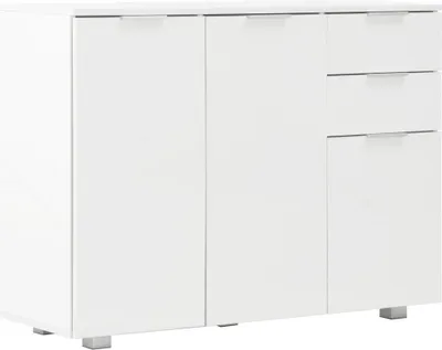 Produktbild von vidaXL Kredens biały wysoki połysk 107 x 35 x 76 cm