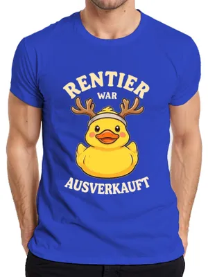 Produktbild von Rentier war t Weihnachten Gummiente Rentierhörner Herren T-Shirt, Blau, 3XL