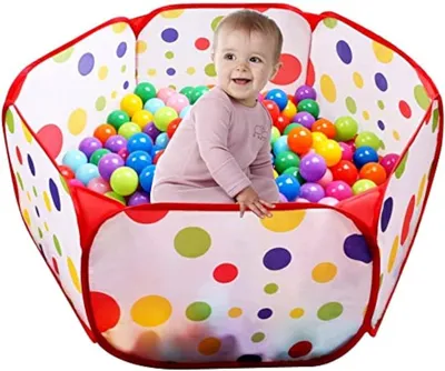 Produktbild von Bällebad für Kinder Pop-Up Ballpool 100 x 100 x 37 cm – Faltbares Spielzelt mit Aufbewahrungstasche – Baby Bällebad für Kleinkinder – Indoor & Outdoor – Rot – Ohne Bälle