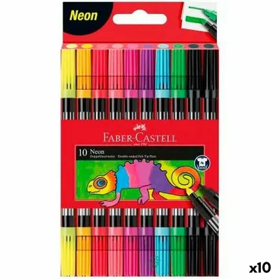 Produktbild von Faserschreiber Duo Neon - 10 Farben sortiert. Packung mit 10 Stück
