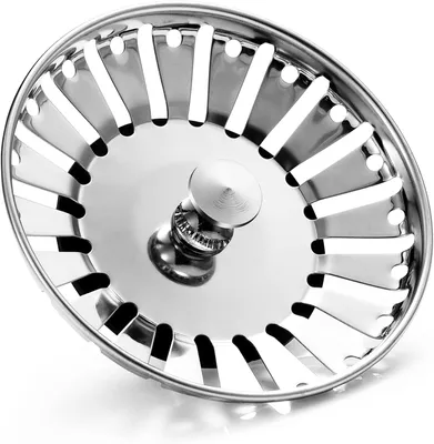Imagen del producto de Grifo de acero inoxidable, de 84 mm de diámetro, con tapón de desagüe de repuesto y colador para la cocina