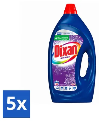Produktbild von 5 x Dixan Professional Flüssigwaschmittel Fresh Lavender für 90 Waschgänge - Vorteilspackung - 5 Stücke