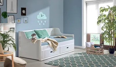 Produktbild von FurMeb24 - Kinderbett SIMON - fur 2 Kinder , Auziehebett , aus Kieferholz
