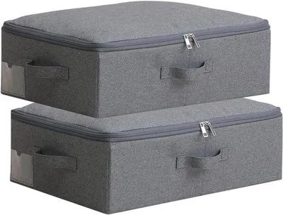 Image de Boîtes de rangement pliables pour placard et armoire - Lot de 2 - Noir/gris