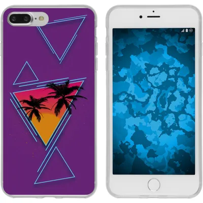 Produktbild von PhoneNatic Case kompatibel mit Apple iPhone 7 Plus / 8 Plus Silikon-Hülle Retro Wave Palmen M3